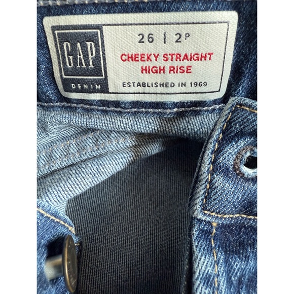 GAP High Rise Cheeky Straight Jeans With Washwell Dark Indigo - 26P - Picture 9 of 9
